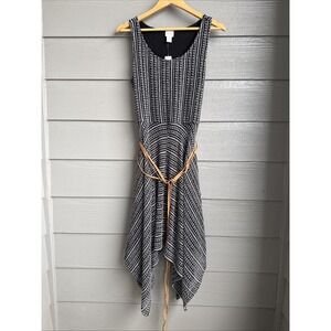 Chicos Asymmetric Midi Dress Size M Black Fairy Festival Artsy Indie Beachy NWT